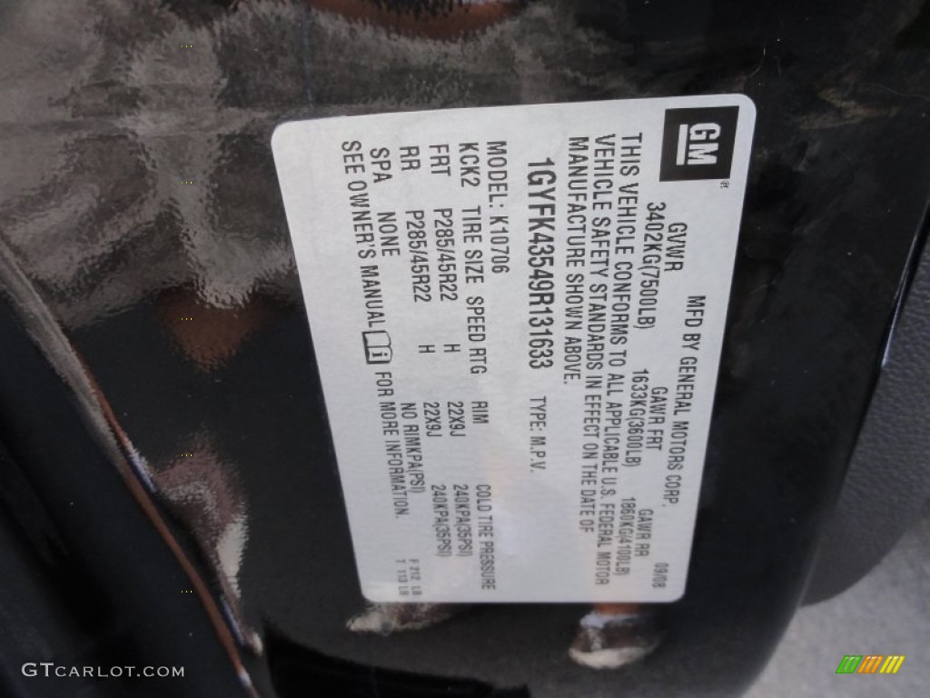 2009 Cadillac Escalade Hybrid AWD Info Tag Photos