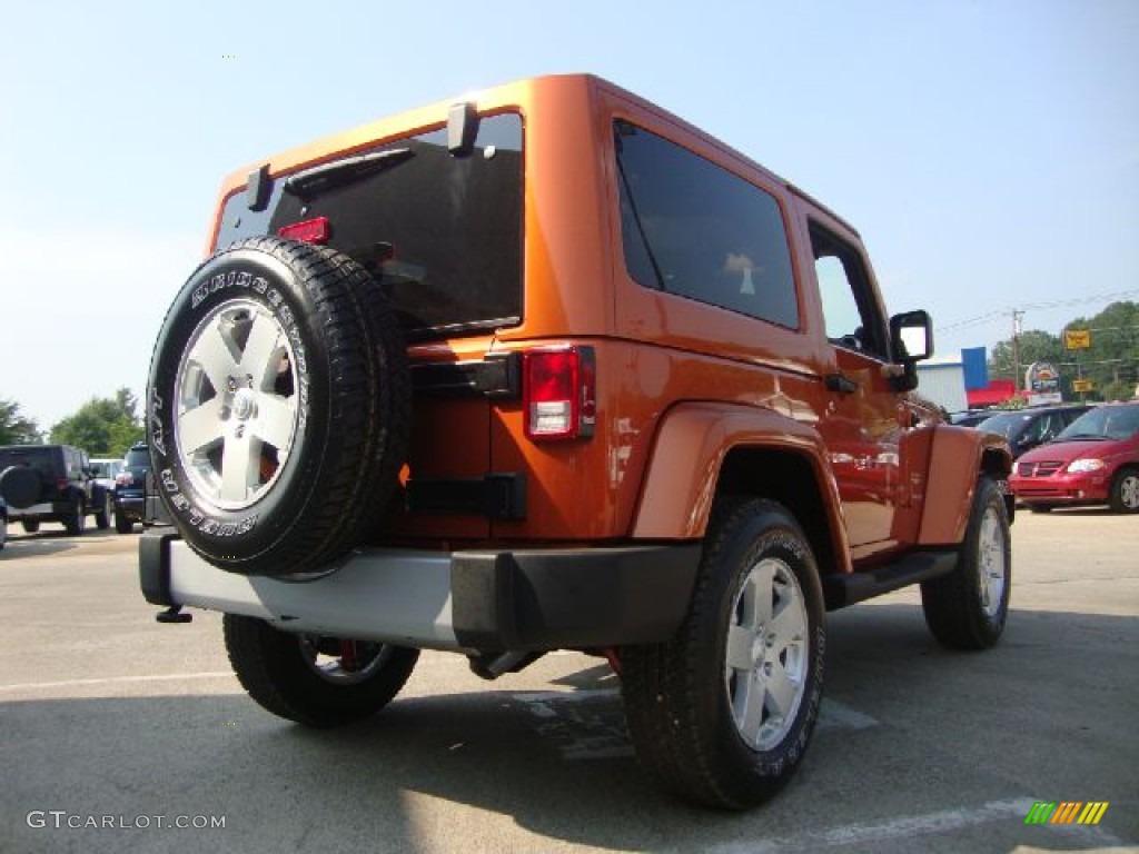 2011 Wrangler Sahara 4x4 - Mango Tango Pearl / Black/Dark Saddle photo #3