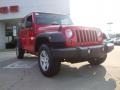 Flame Red 2010 Jeep Wrangler Unlimited Sport 4x4 Right Hand Drive