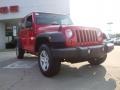 2010 Flame Red Jeep Wrangler Unlimited Sport 4x4 Right Hand Drive  photo #1