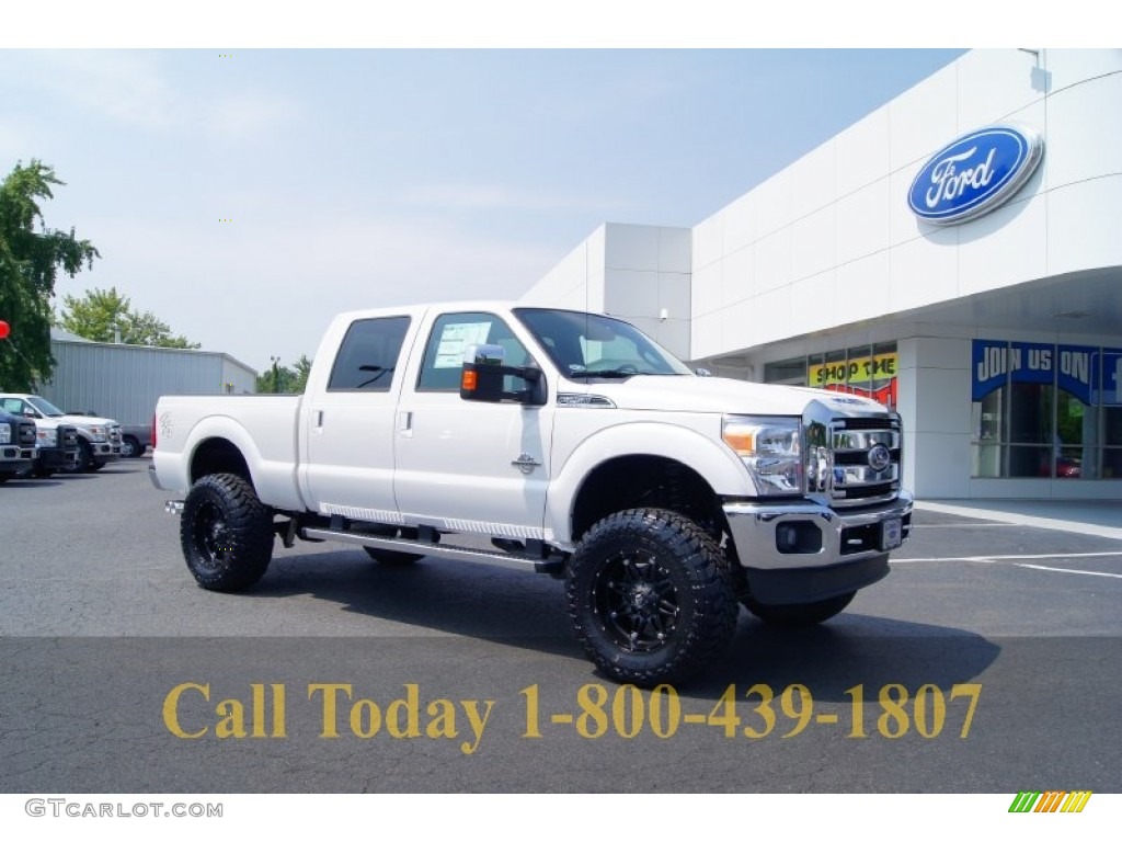 2011 F250 Super Duty Lariat Crew Cab 4x4 - White Platinum Metallic Tri-Coat / Black Two Tone Leather photo #1