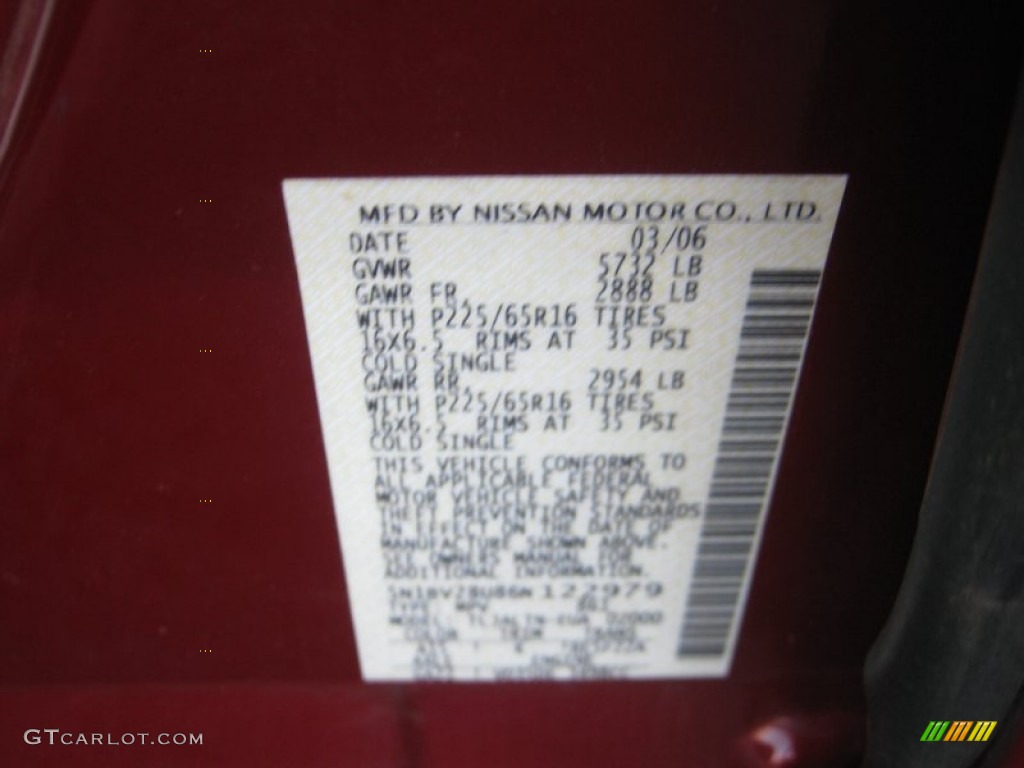2006 Quest 3.5 SL - Red Brawn Metallic / Gray photo #23