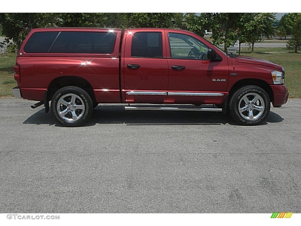 2008 Ram 1500 Laramie Quad Cab 4x4 - Inferno Red Crystal Pearl / Medium Slate Gray photo #2