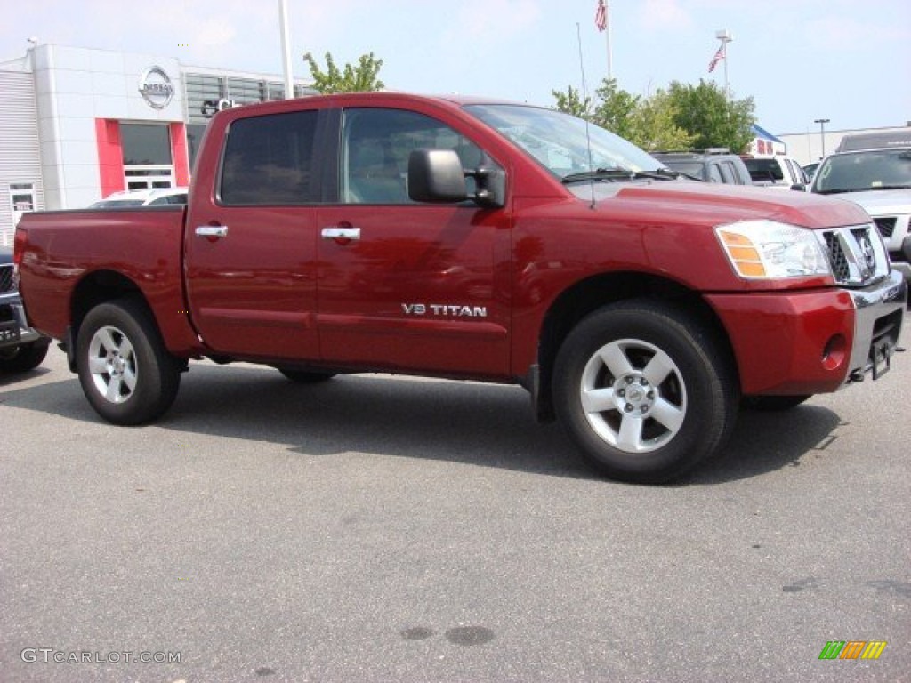 2007 Titan SE Crew Cab 4x4 - Red Brawn / Steel Gray photo #2