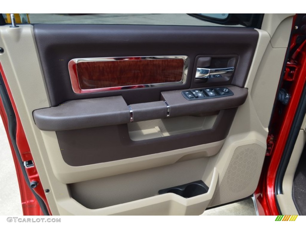 2010 Ram 1500 Laramie Crew Cab - Inferno Red Crystal Pearl / Light Pebble Beige/Bark Brown photo #18