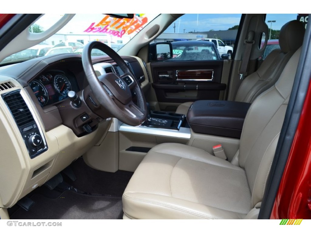 2010 Ram 1500 Laramie Crew Cab - Inferno Red Crystal Pearl / Light Pebble Beige/Bark Brown photo #21