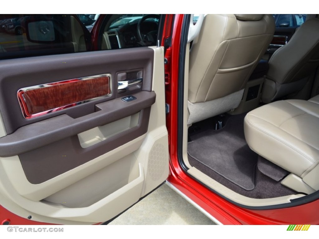 2010 Ram 1500 Laramie Crew Cab - Inferno Red Crystal Pearl / Light Pebble Beige/Bark Brown photo #22
