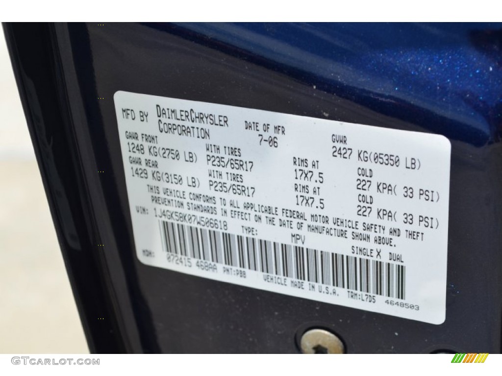 2007 Jeep Liberty Limited Color Code Photos
