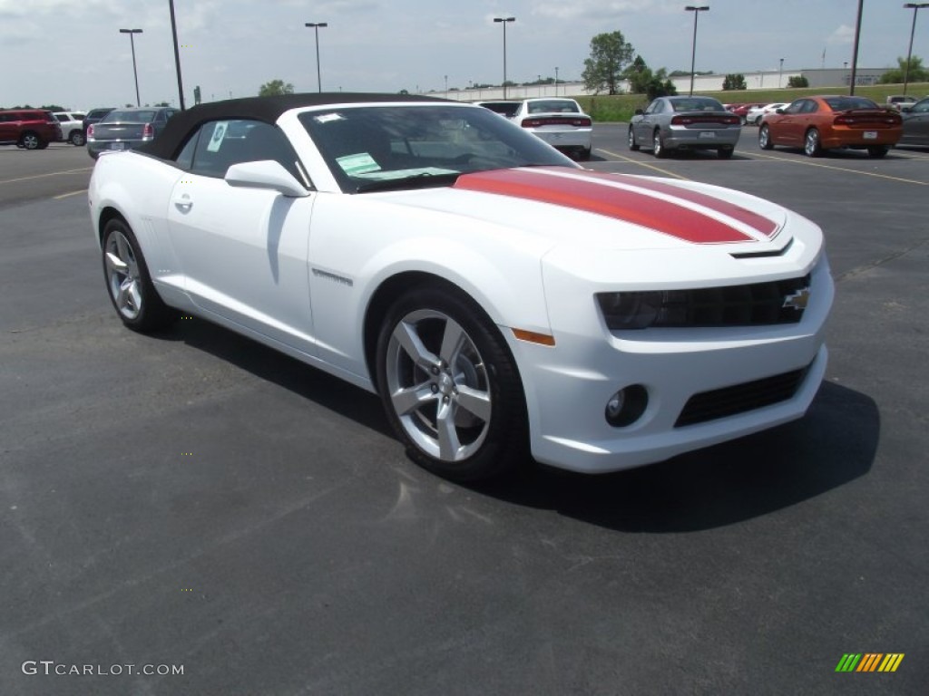 2011 Camaro SS/RS Convertible - Summit White / Inferno Orange/Black photo #3