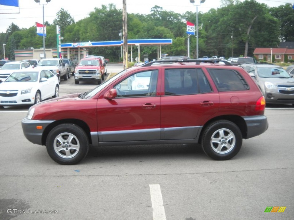 2004 Santa Fe GLS 4WD - Merlot Red / Beige photo #6