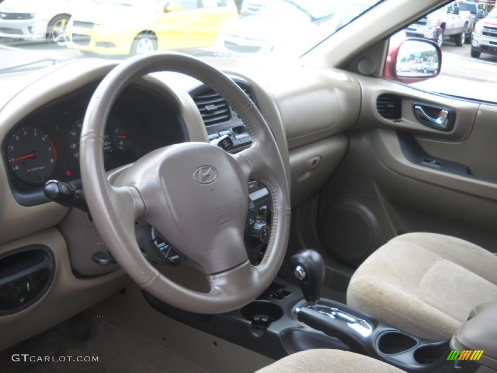 2004 Santa Fe GLS 4WD - Merlot Red / Beige photo #9