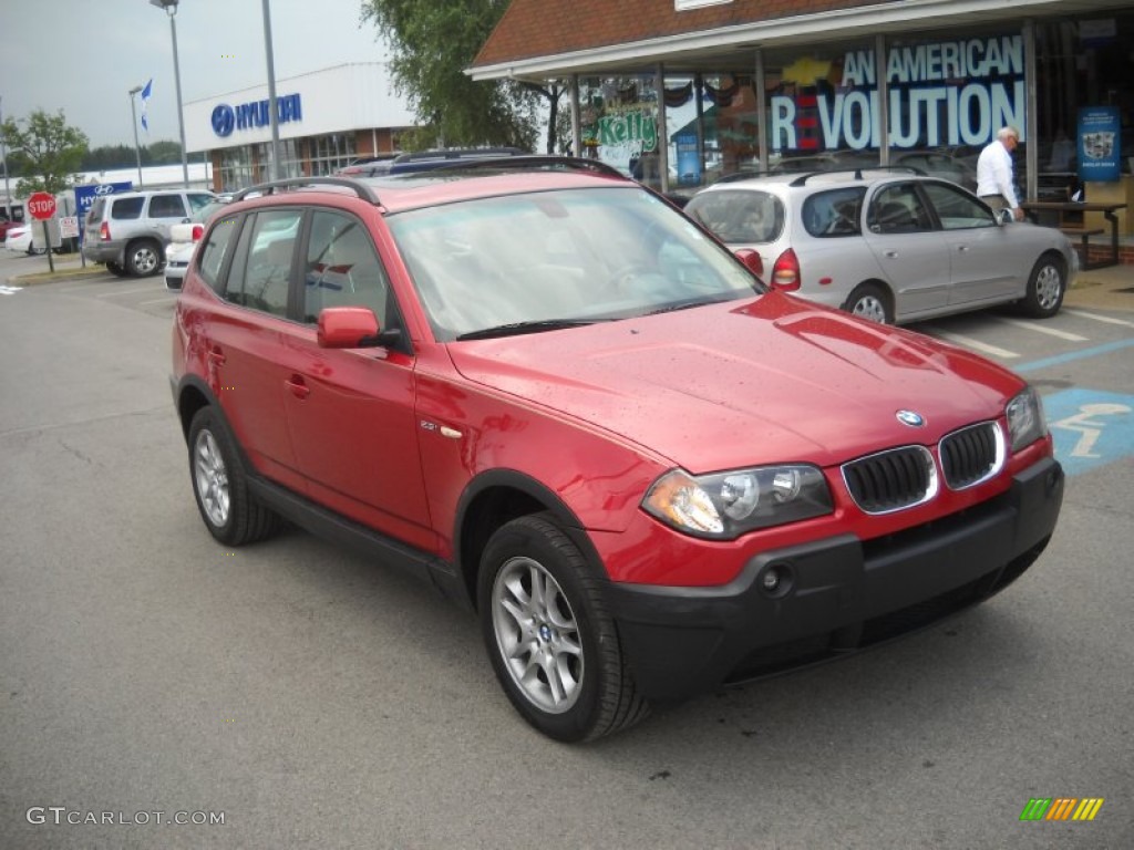 2004 X3 2.5i - Flamenco Red Metallic / Sand Beige photo #1