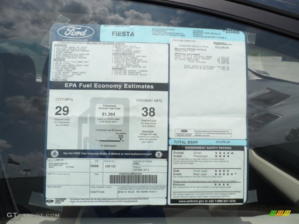 2011 Ford Fiesta S Sedan Window Sticker Photos