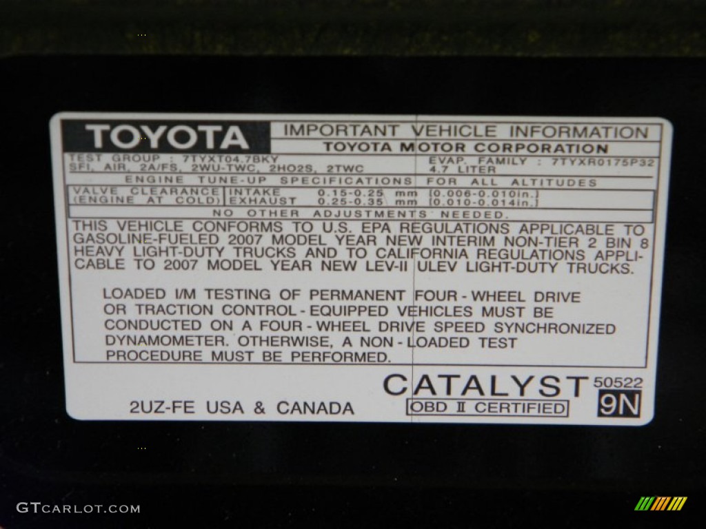 2007 Toyota 4Runner Limited 4x4 Info Tag Photos
