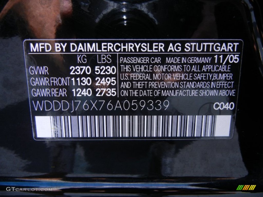 2006 Mercedes-Benz CLS 55 AMG Color Code Photos