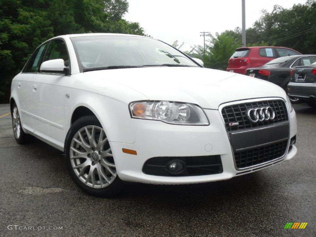 2008 A4 2.0T quattro S-Line Sedan - Ibis White / Beige photo #1