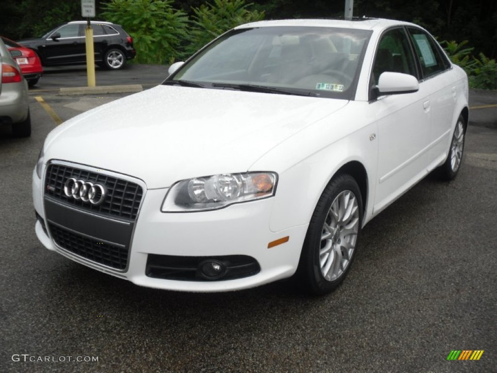 2008 A4 2.0T quattro S-Line Sedan - Ibis White / Beige photo #2