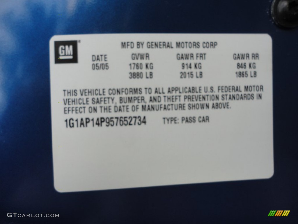2005 Chevrolet Cobalt SS Supercharged Coupe Info Tag Photo #52146337