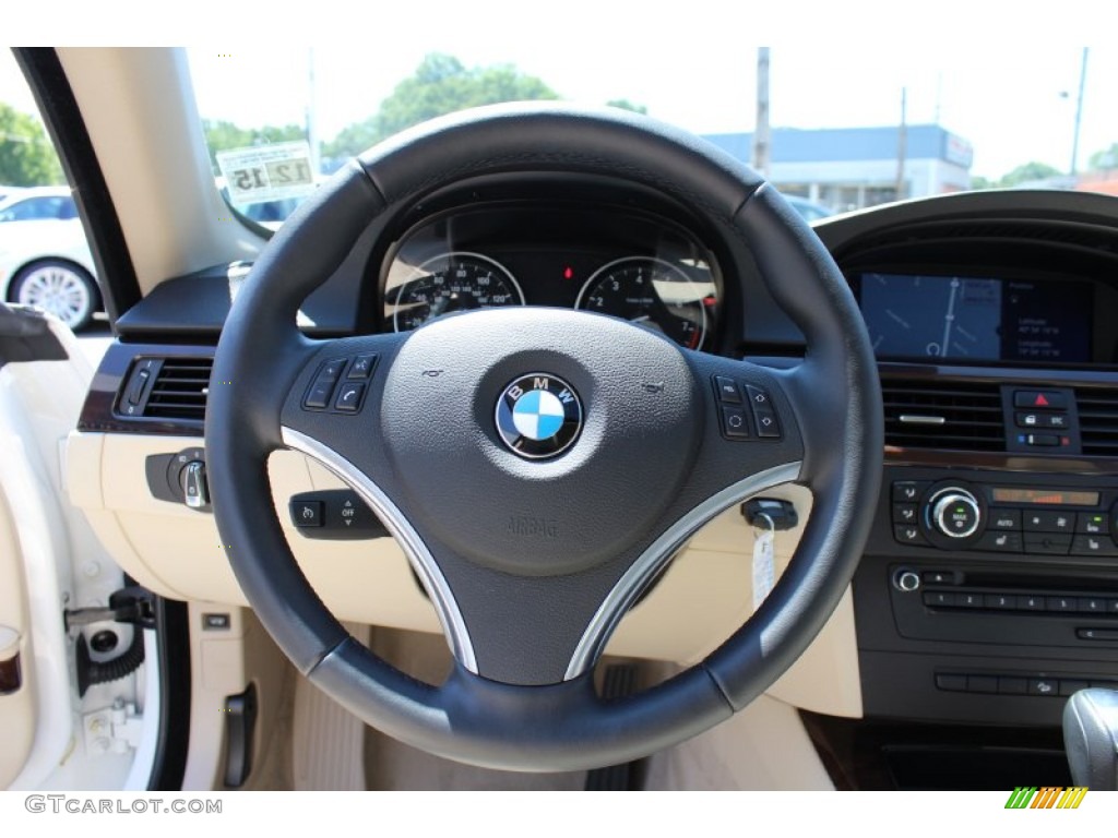 2011 BMW 3 Series 328i xDrive Coupe Cream Beige Steering Wheel Photo #52151709