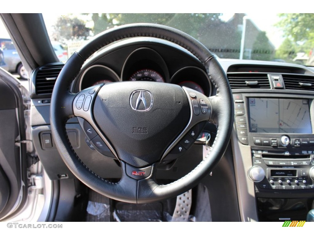 2008 Acura TL 3.5 Type-S Ebony/Silver Steering Wheel Photo #52154232