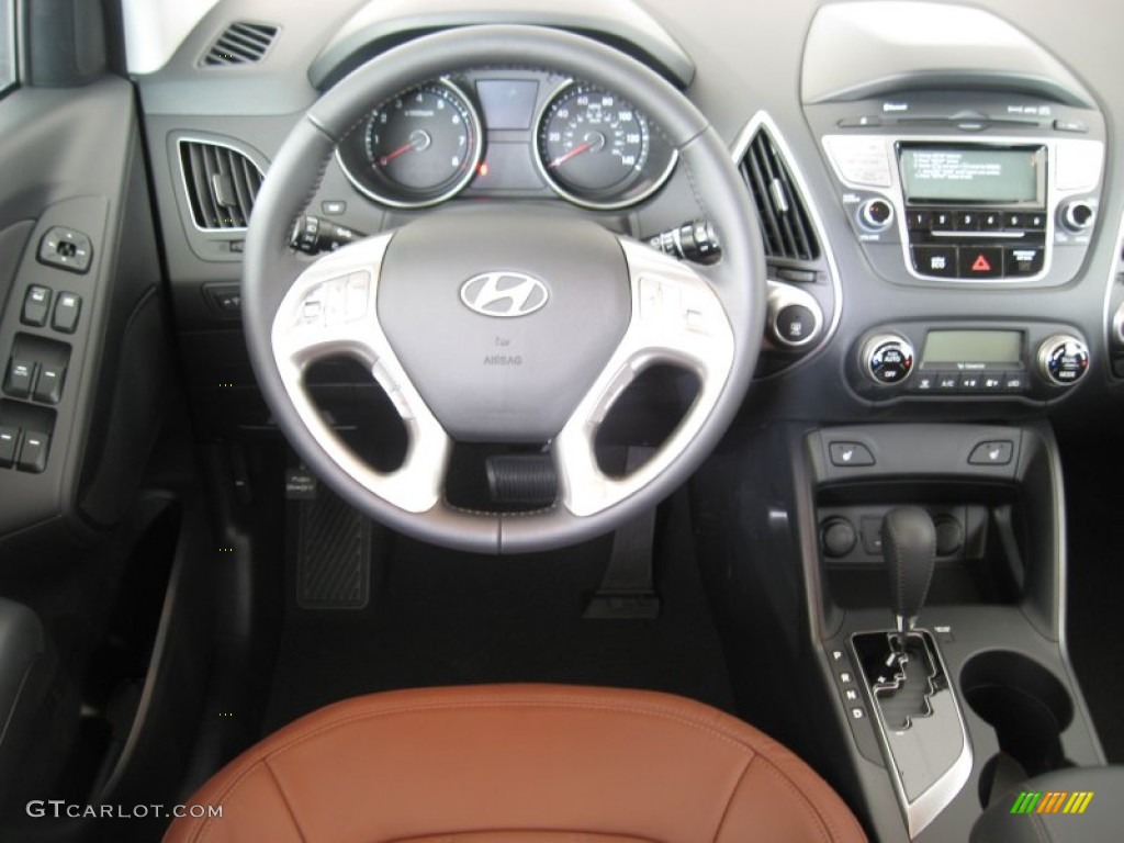 2012 Hyundai Tucson Limited Black/Saddle Dashboard Photo #52156920