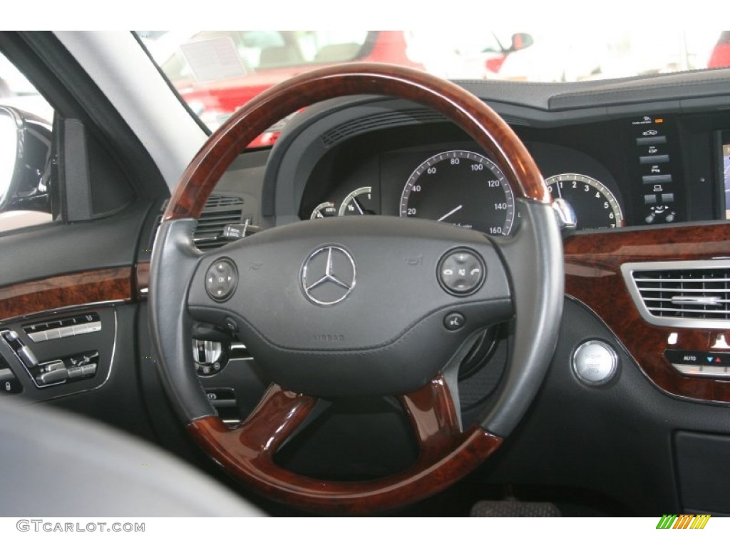 2008 Mercedes-Benz S 550 Sedan Black Steering Wheel Photo #52157304
