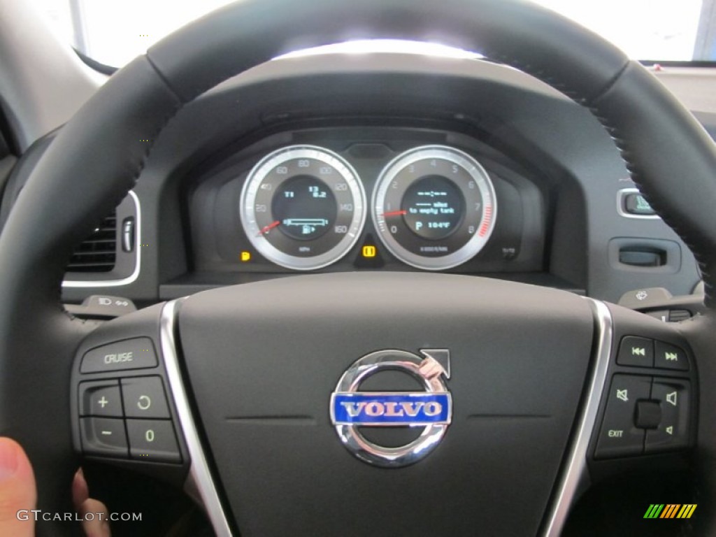 2012 Volvo S60 T6 AWD Off Black/Anthracite Black Steering Wheel Photo #52160899