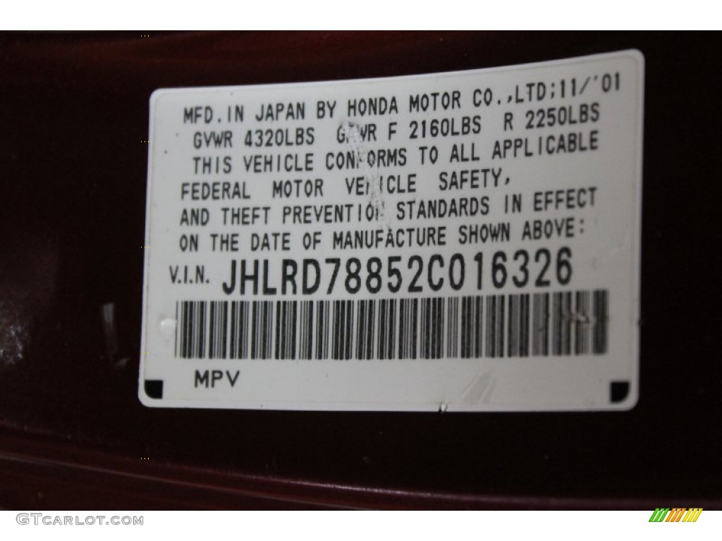 2002 CR-V EX 4WD - Chianti Red Pearl / Saddle photo #5