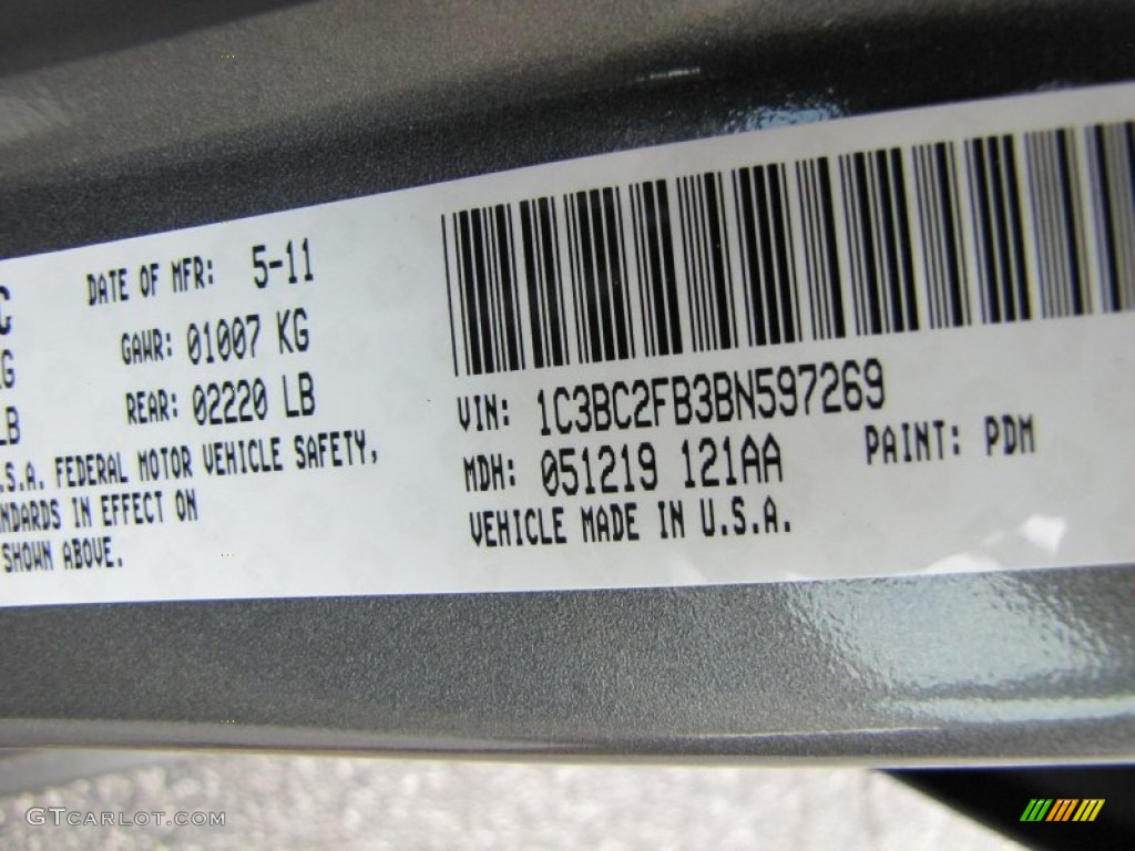 2011 Chrysler 200 Limited Color Code Photos
