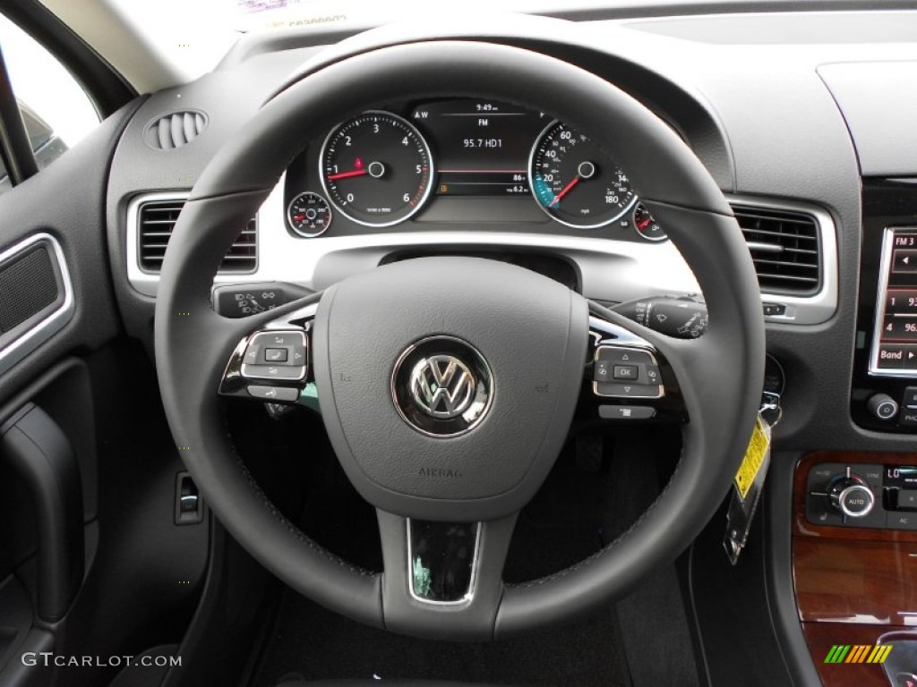 2012 Volkswagen Touareg TDI Lux 4XMotion Saddle Brown Steering Wheel Photo #52175338
