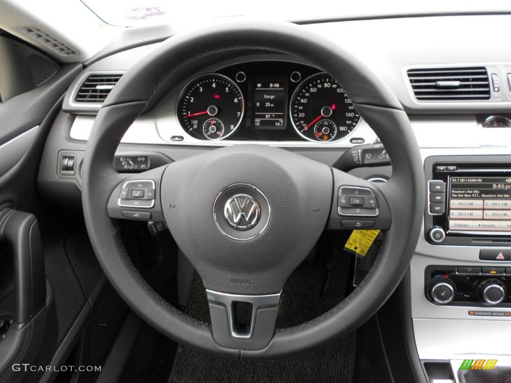 2012 Volkswagen CC Sport Black Steering Wheel Photo #52176738