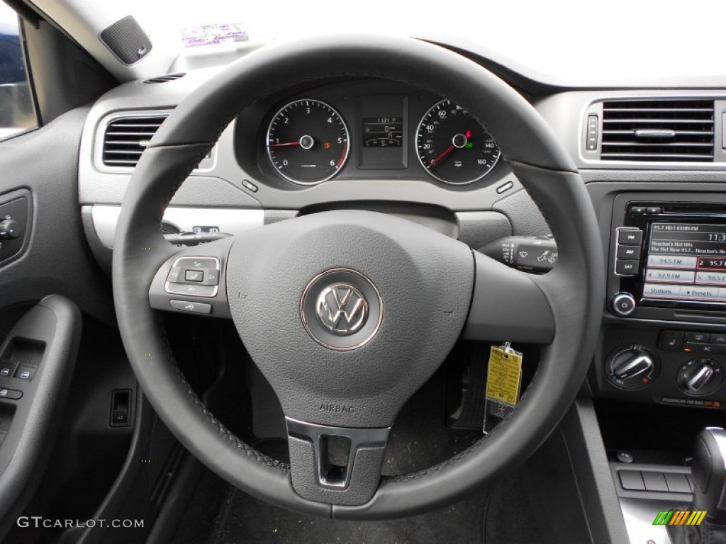 2012 Volkswagen Jetta TDI Sedan Titan Black Steering Wheel Photo #52177516