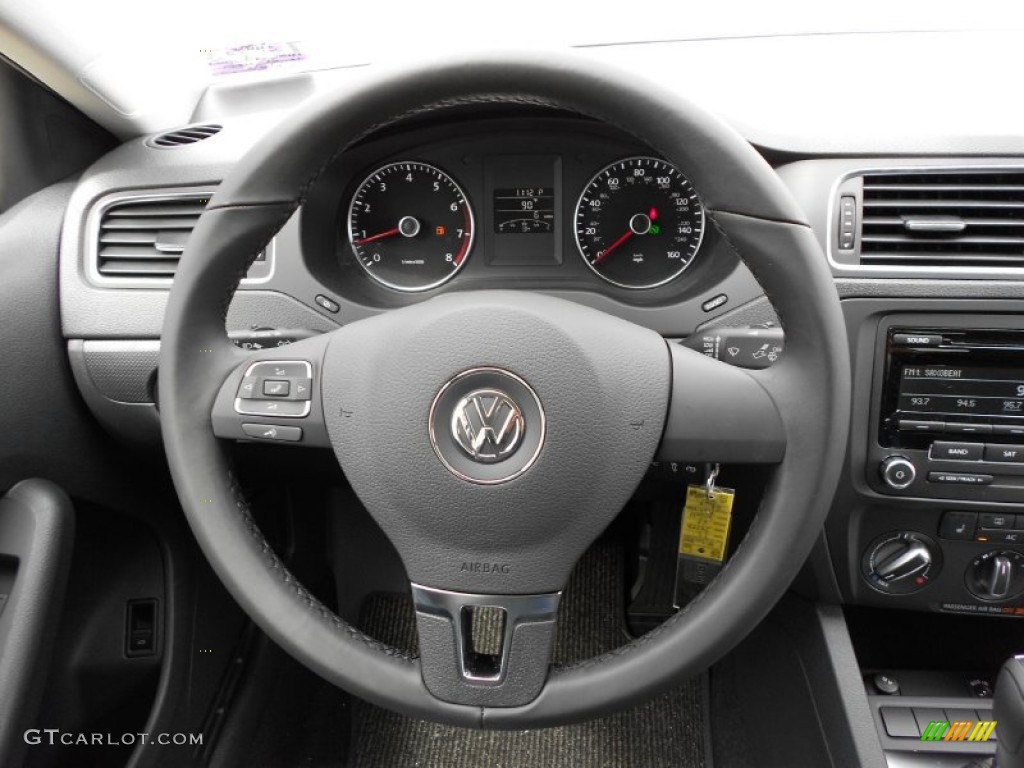 2012 Volkswagen Jetta SE Sedan Titan Black Steering Wheel Photo #52178164