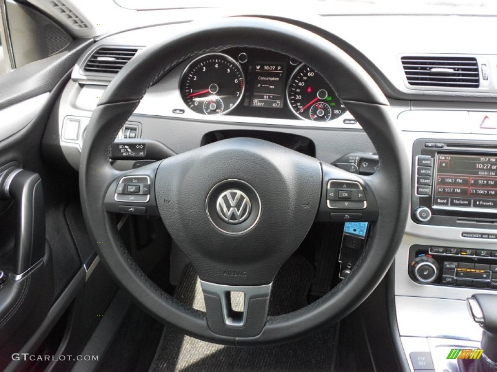2009 Volkswagen CC VR6 Sport Black Steering Wheel Photo #52180735