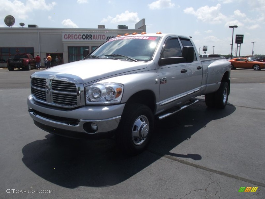 2008 Ram 3500 Big Horn Edition Quad Cab 4x4 Dually - Bright Silver Metallic / Medium Slate Gray photo #1