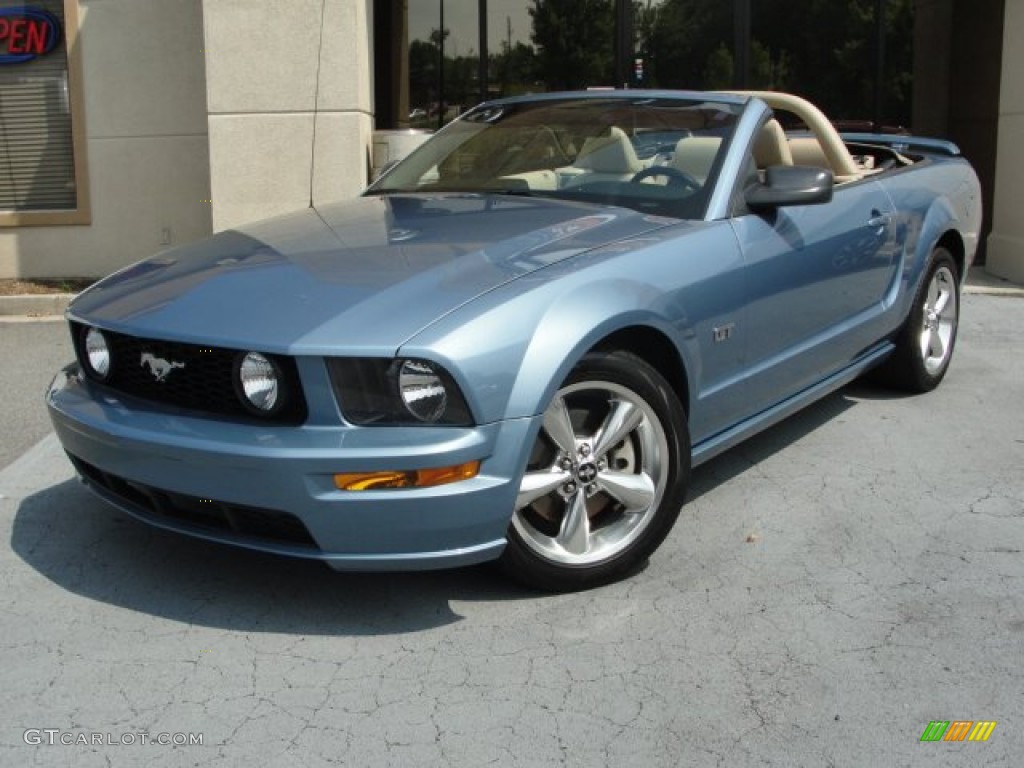 2007 Mustang GT Premium Convertible - Windveil Blue Metallic / Medium Parchment photo #2