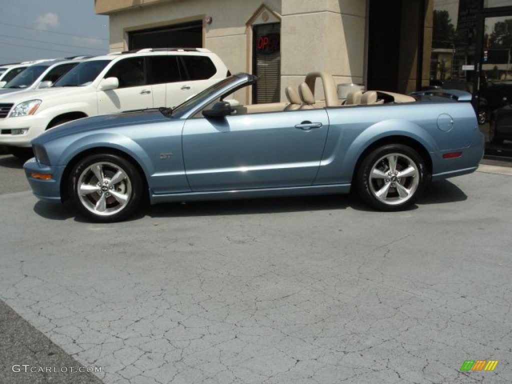 2007 Mustang GT Premium Convertible - Windveil Blue Metallic / Medium Parchment photo #7