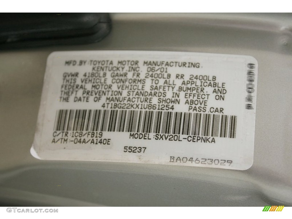 2001 Camry Color Code 1C8 for Lunar Mist Metallic Photo #52191826