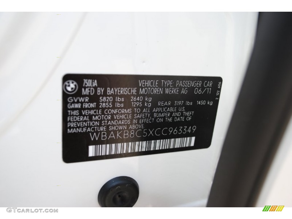 2012 7 Series 750Li Sedan - Alpine White / Black photo #10
