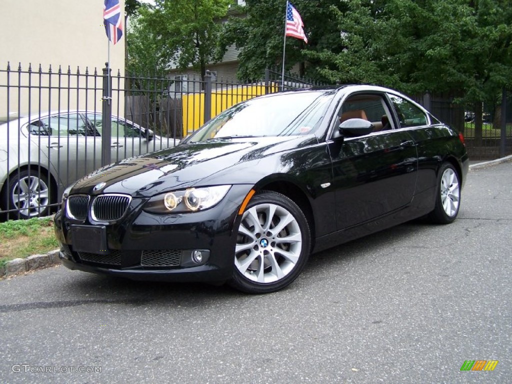 2008 3 Series 335xi Coupe - Jet Black / Saddle Brown/Black photo #1