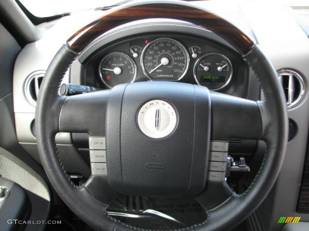 2007 Lincoln Mark LT SuperCrew 4x4 Ebony/Dove Grey Steering Wheel Photo #52203739