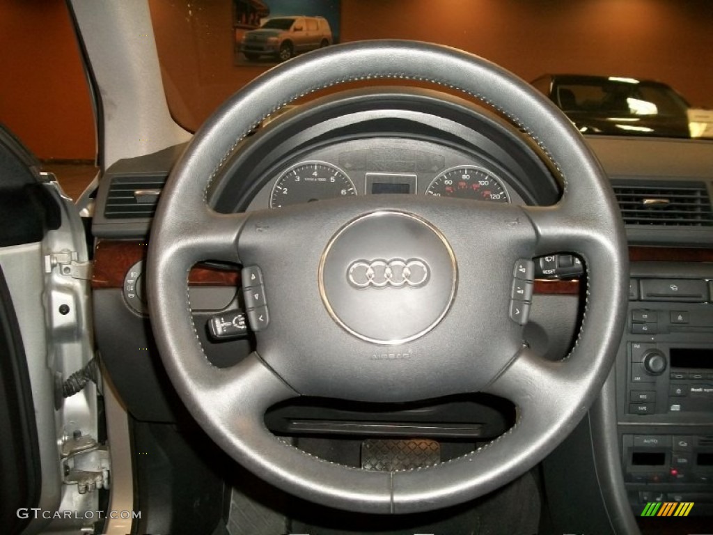 2003 Audi A4 3.0 quattro Avant Ebony Steering Wheel Photo #52216594