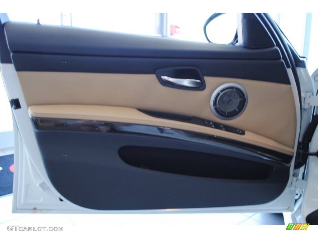 2011 BMW M3 Sedan Bamboo Beige Novillo Leather Door Panel Photo #52217569