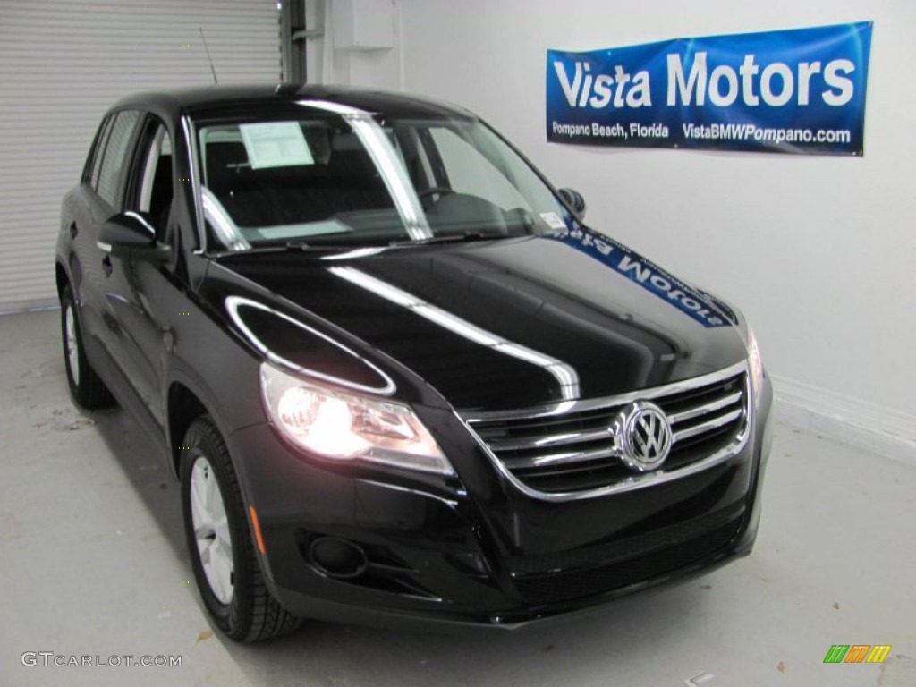 2011 Tiguan S - Deep Black Metallic / Charcoal photo #1