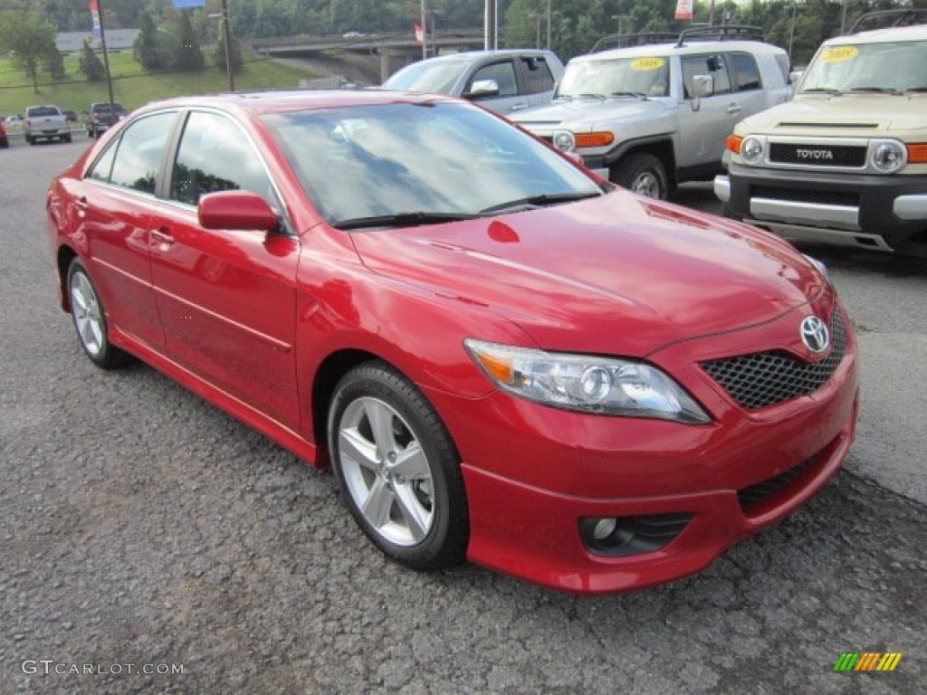 2010 Camry SE V6 - Barcelona Red Metallic / Dark Charcoal photo #1