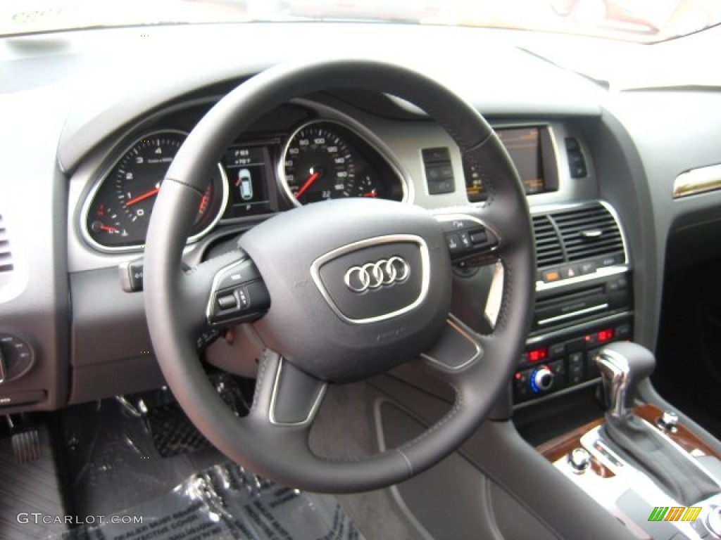 2012 Audi Q7 3.0 TFSI quattro Black Steering Wheel Photo #52232098