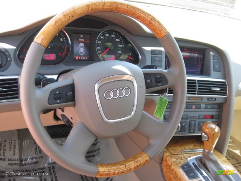 2006 Audi A6 4.2 quattro Sedan Beige Steering Wheel Photo #52232629