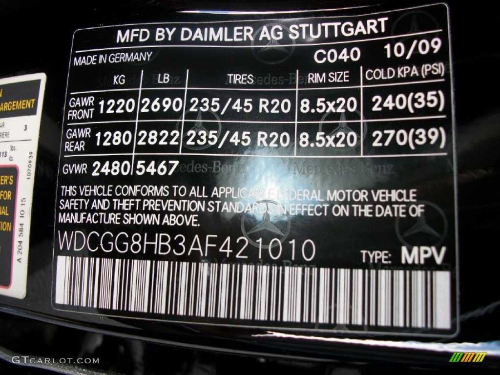 2010 GLK Color Code 040 for Black Photo #52232803