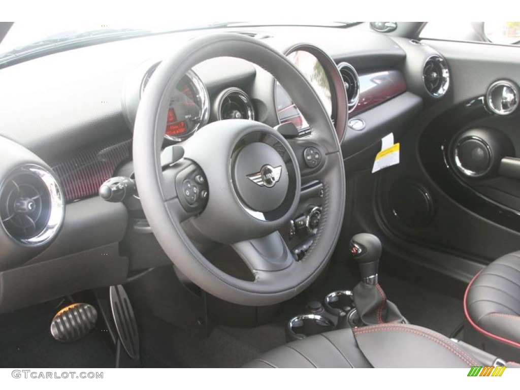 Black Lounge Leather/Damson Red Piping Interior 2011 Mini Cooper Clubman Hampton Package Photo #52234498