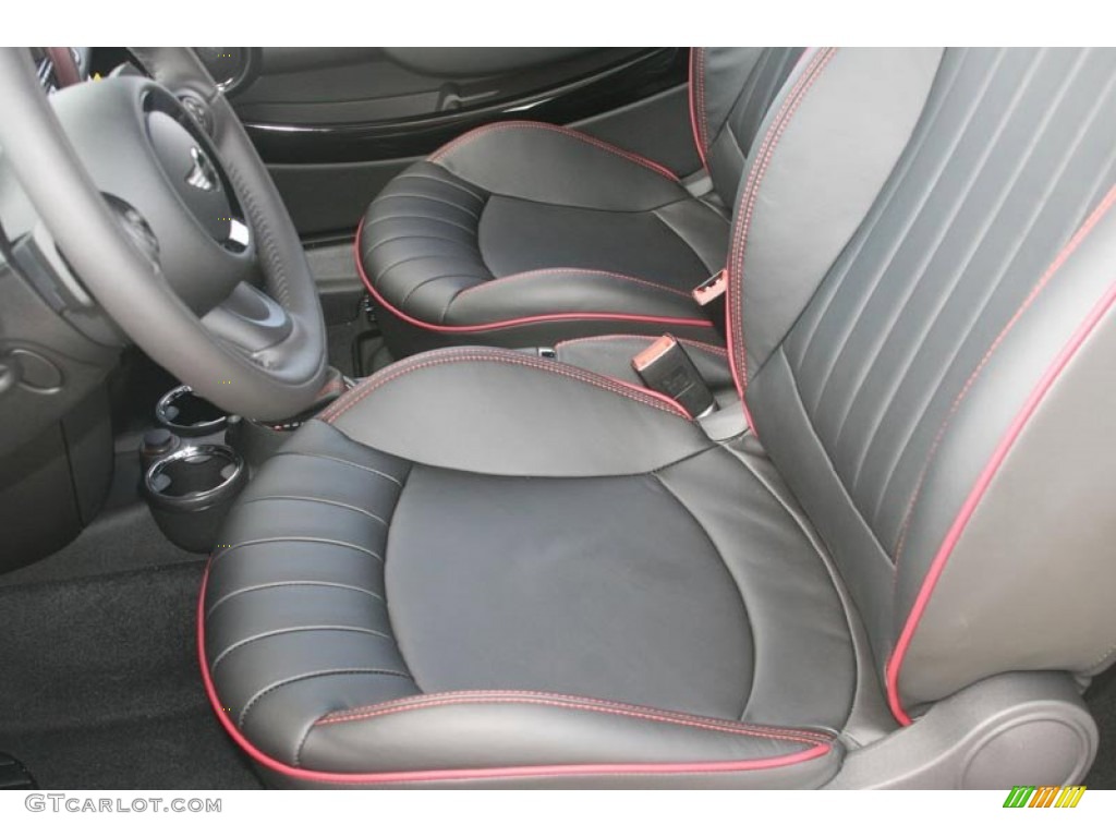 Black Lounge Leather/Damson Red Piping Interior 2011 Mini Cooper Clubman Hampton Package Photo #52234513